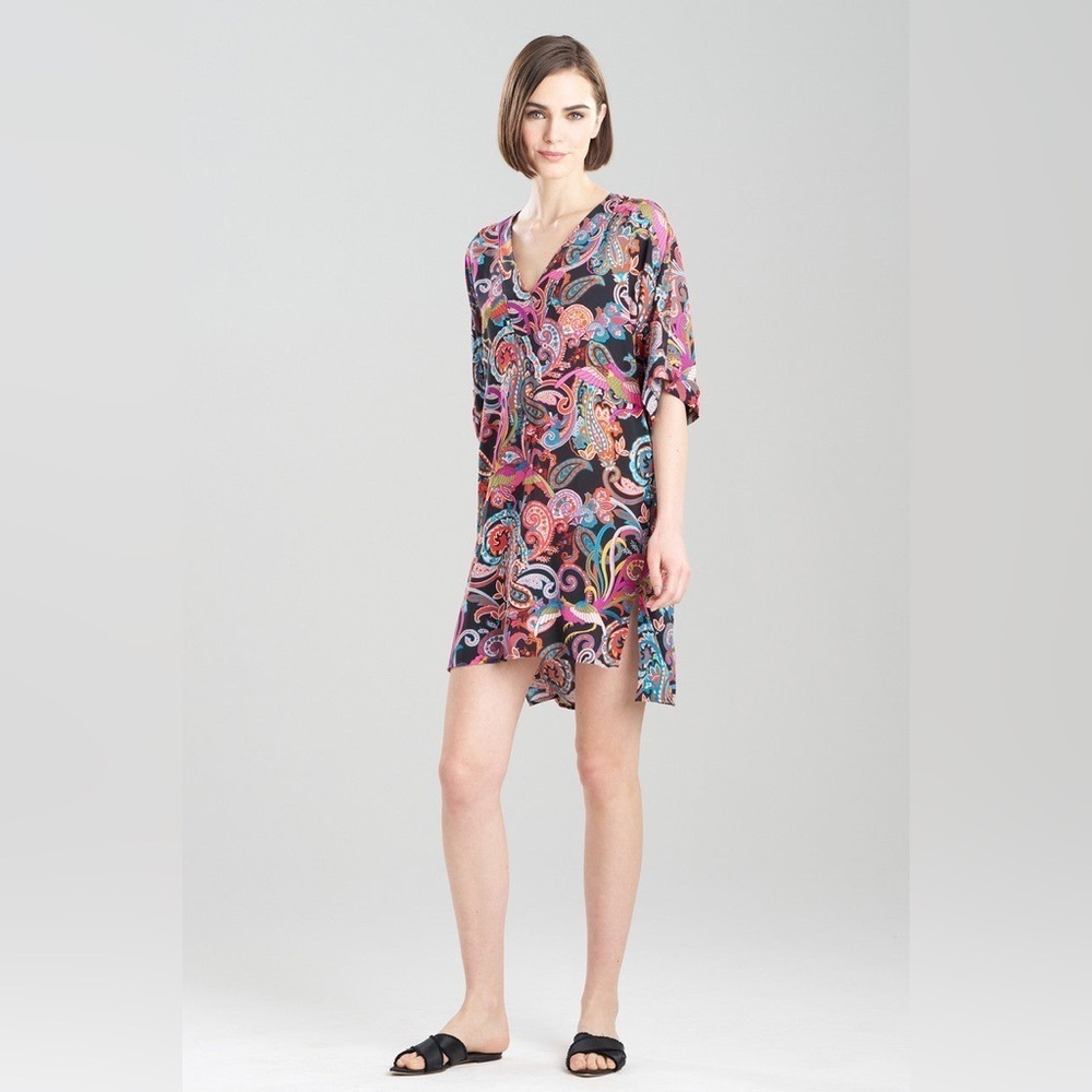 Natori Phoenix Challis Sleepshirt Multicolor Paisley Tunic Large Colorful